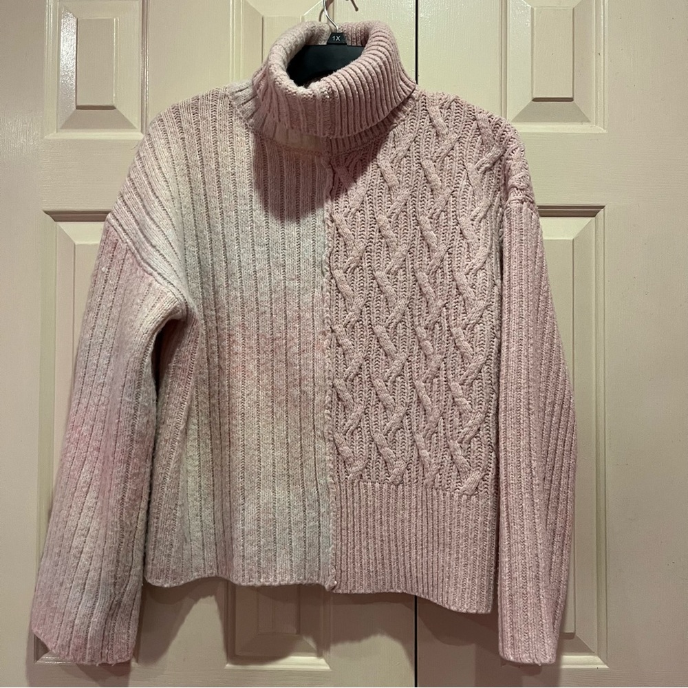 Anthropologie Flat White Los Angeles Boxy Turtleneck Knit Sweater Size L